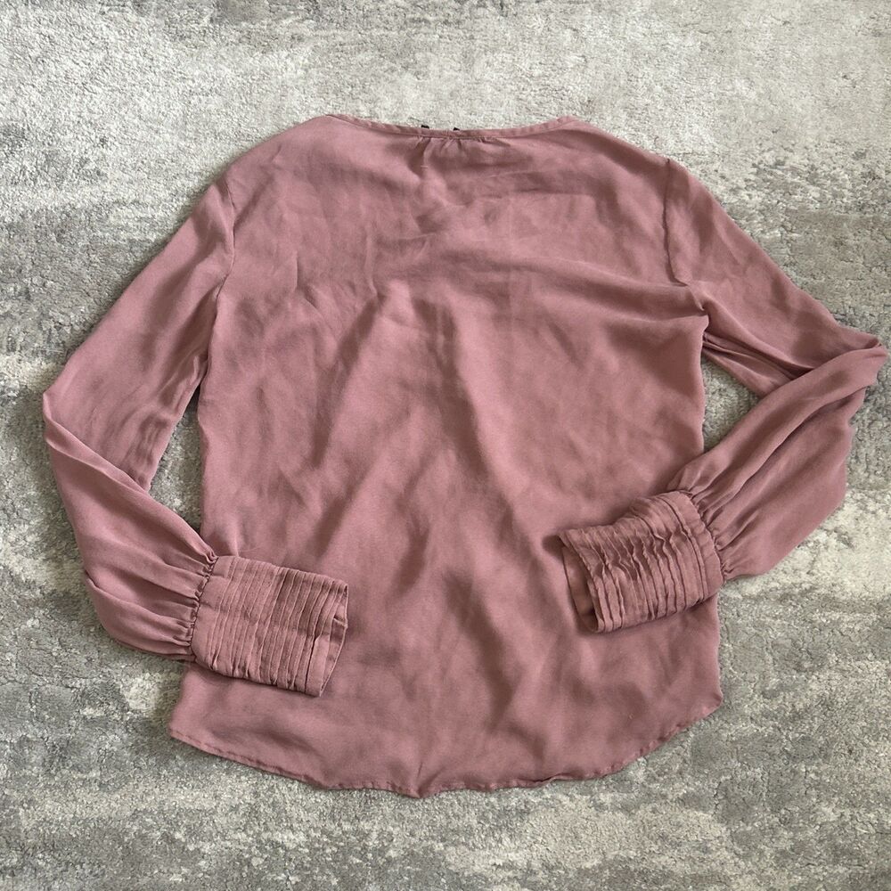 Elizabeth and James Blouse Womens Medium Silk Mauve Pink Button Front Shirt - Picture 7 of 7